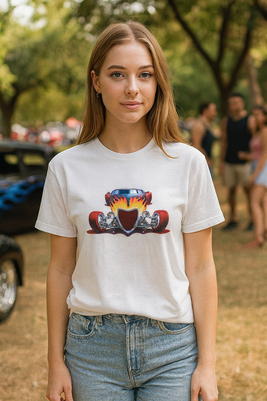 Fire Roadster Hot Rod Graphic Women's Classic Tee | Car Enthusiast Gift, Street Wear, Streetwear Style, bonspeed