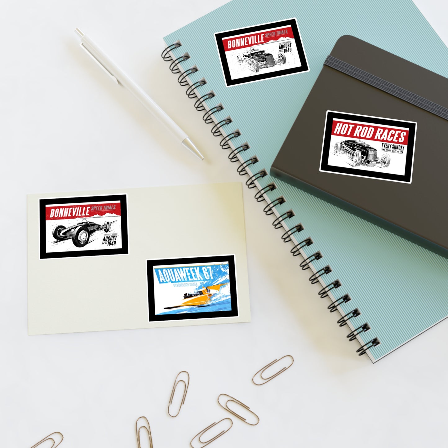 Vintage Bonneville Racing Sticker Sheets, Cool Stickers Race Lovers, Boat Race