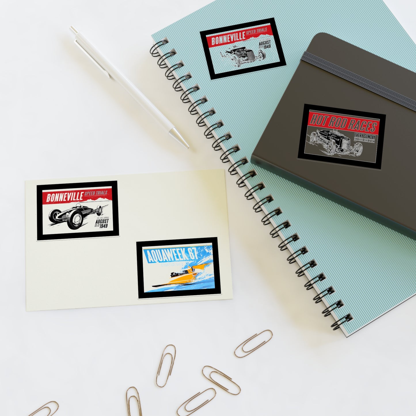 Vintage Bonneville Racing Sticker Sheets, Cool Stickers Race Lovers, Boat Race