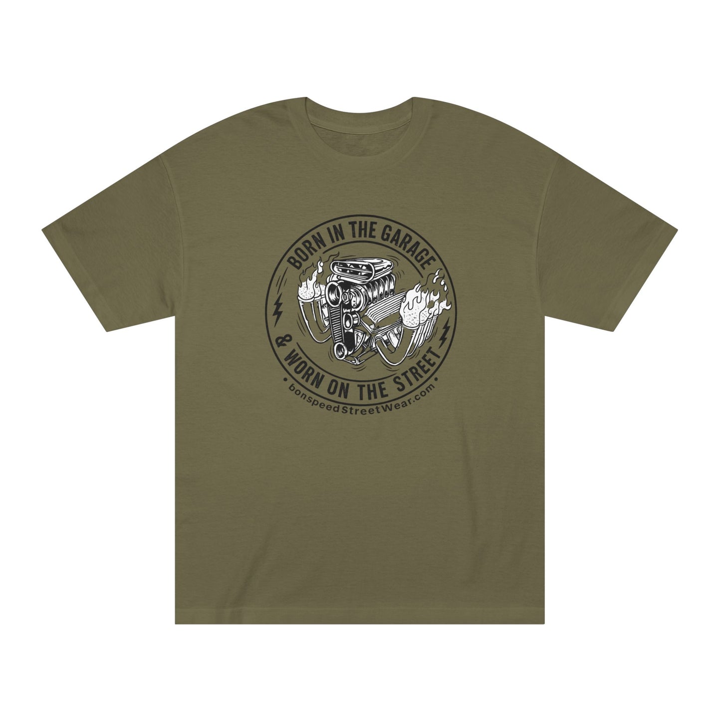 Born in the Garage, Worn on the Street Vintage Car Graphic T-Shirt Flames Tee