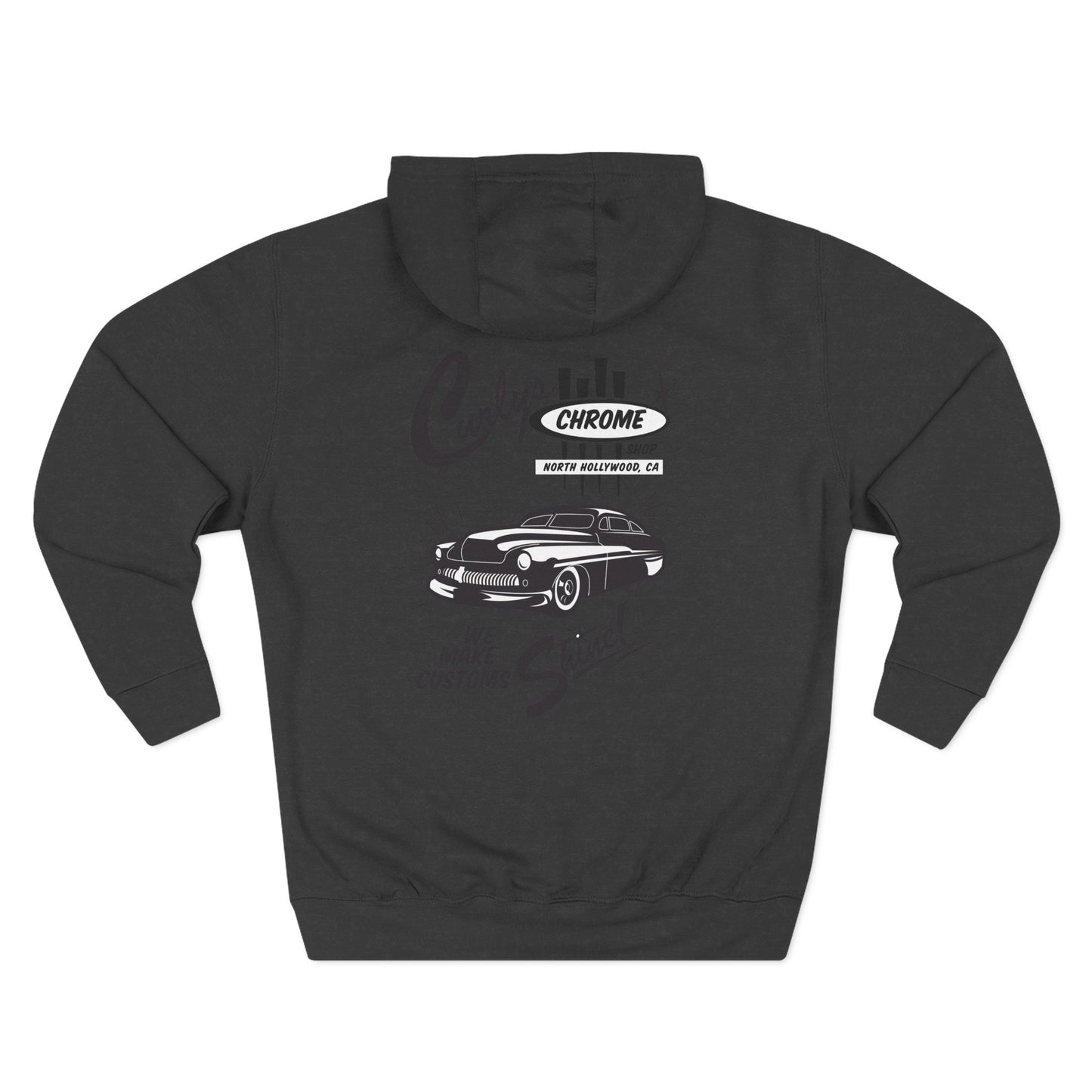 Curly's Chrome Shop Fleece Hoodie, Hot Rod Kustom, Vintage Style bonspeed