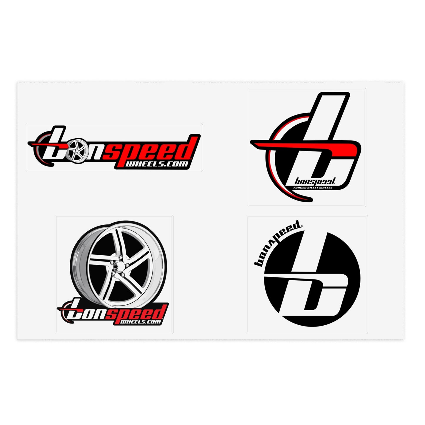 bonspeed Wheels Sticker Sheets - Billet Wheel Designs, Circle b logo 4 Styles