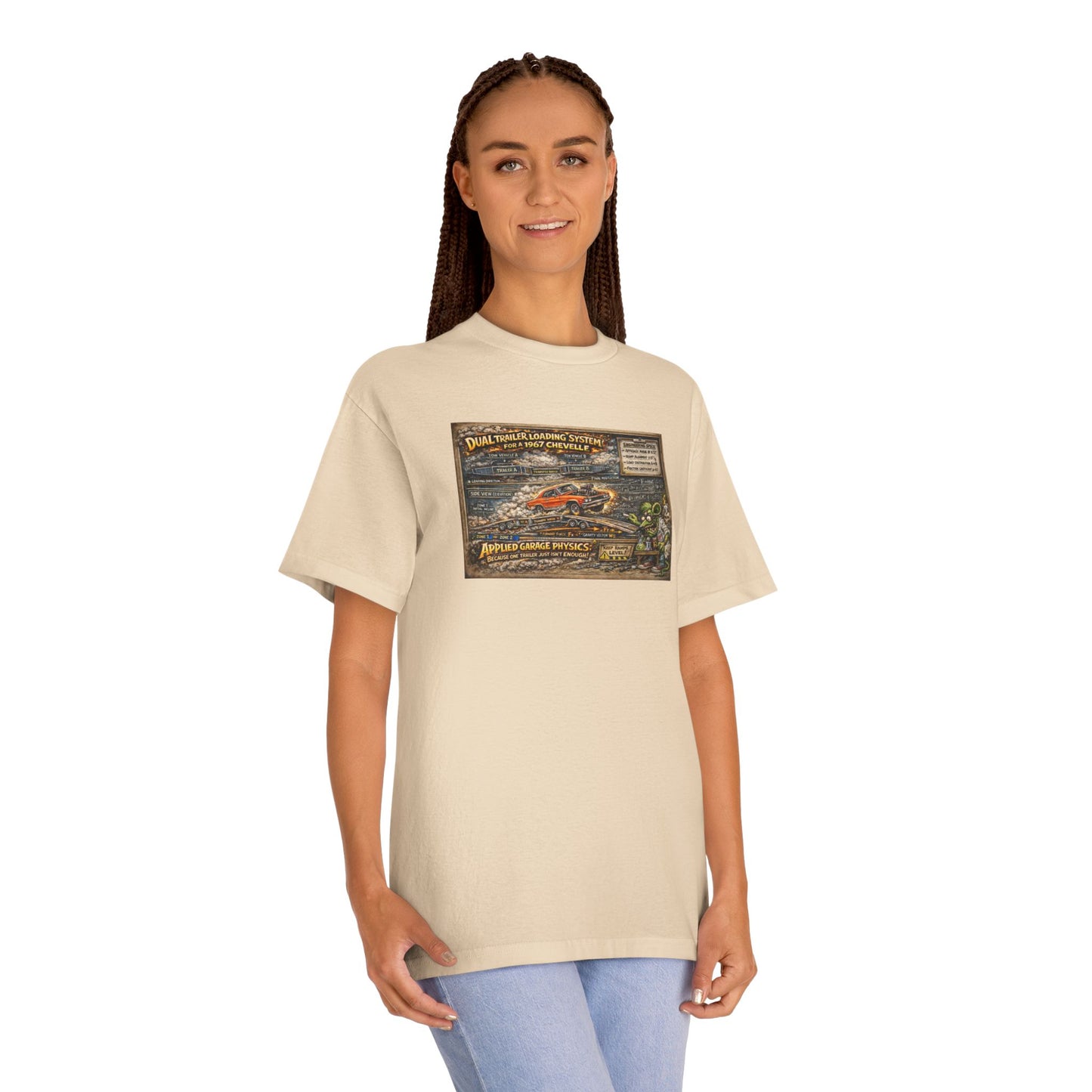 Dual Car Trailer Loading Method T-Shirt, Funny Rat Fink Style 67 Chevelle Shirt