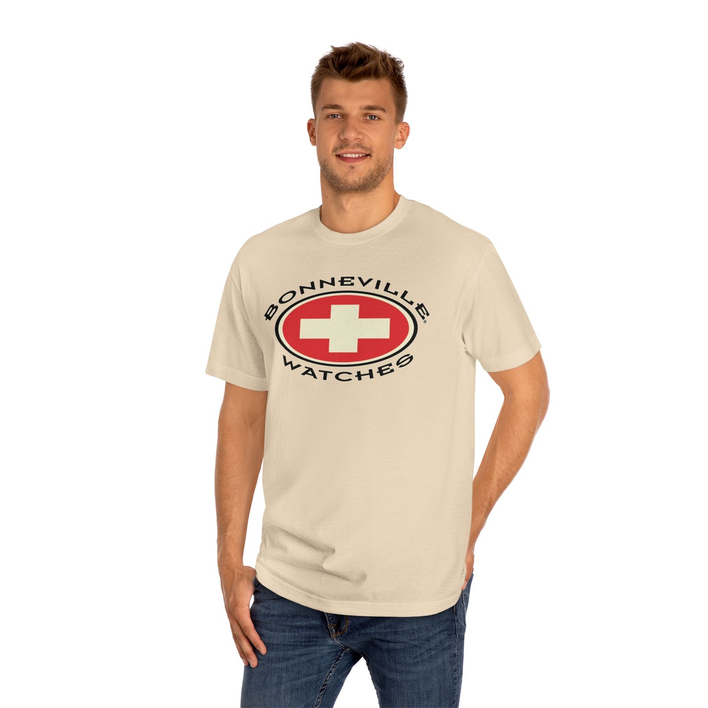 Bonneville Swiss Watches Classic Tee, Swiss Made logo Bonneville Chronograph