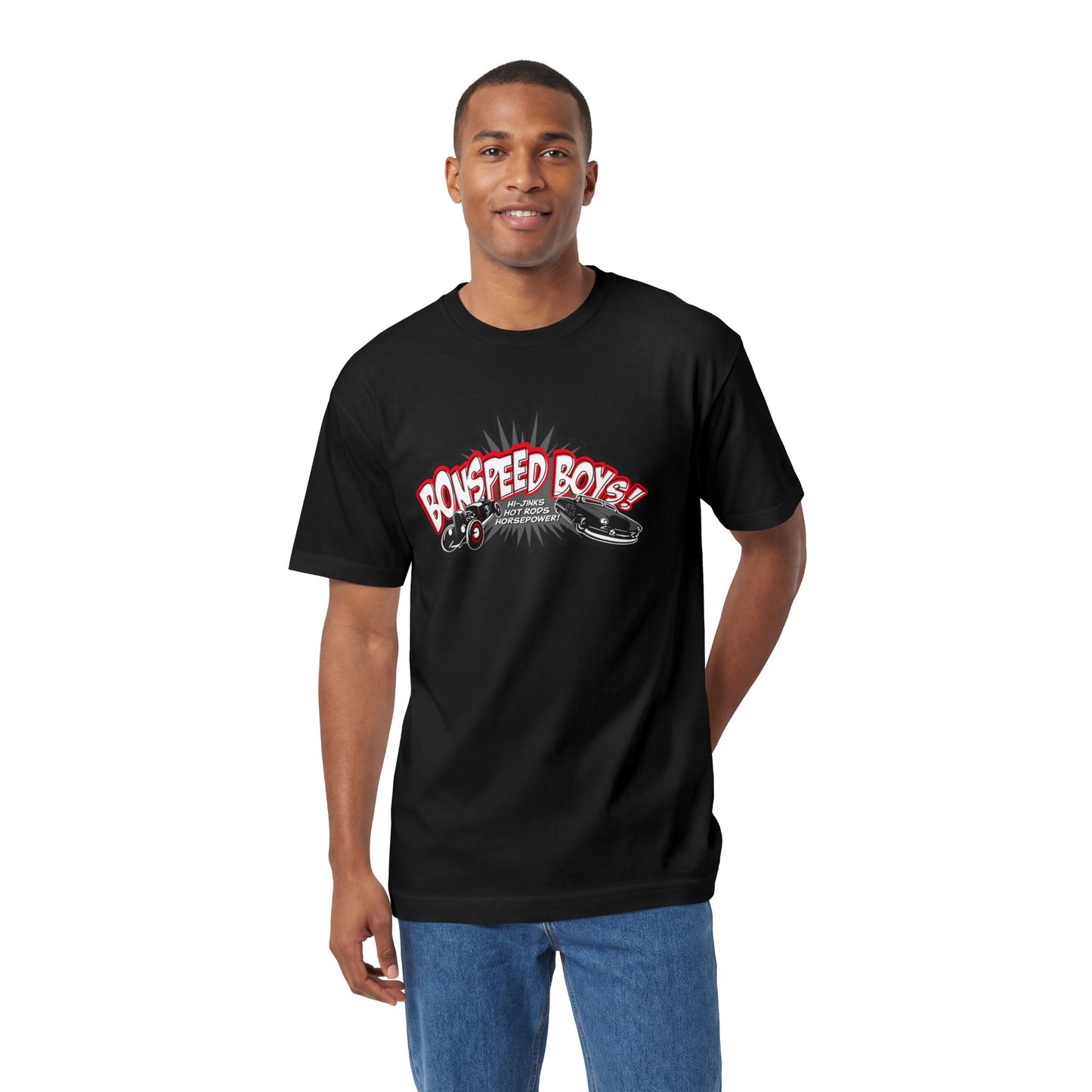 bonspeed Boys Graphic Tee – Retro Racing Car Logo T‑Shirt