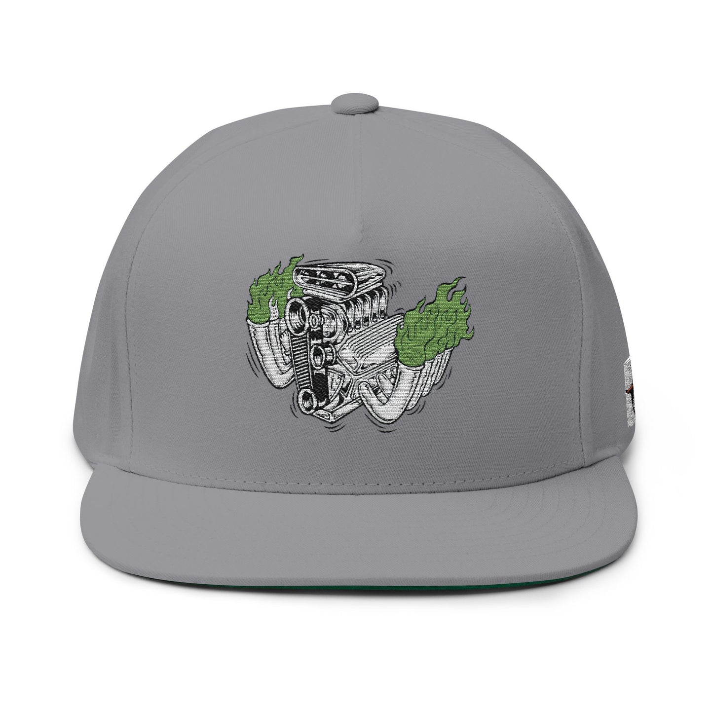 Fink Flames Embroidered Flat Bill Cap, Roth Style Motor, Snapback, Streetwear