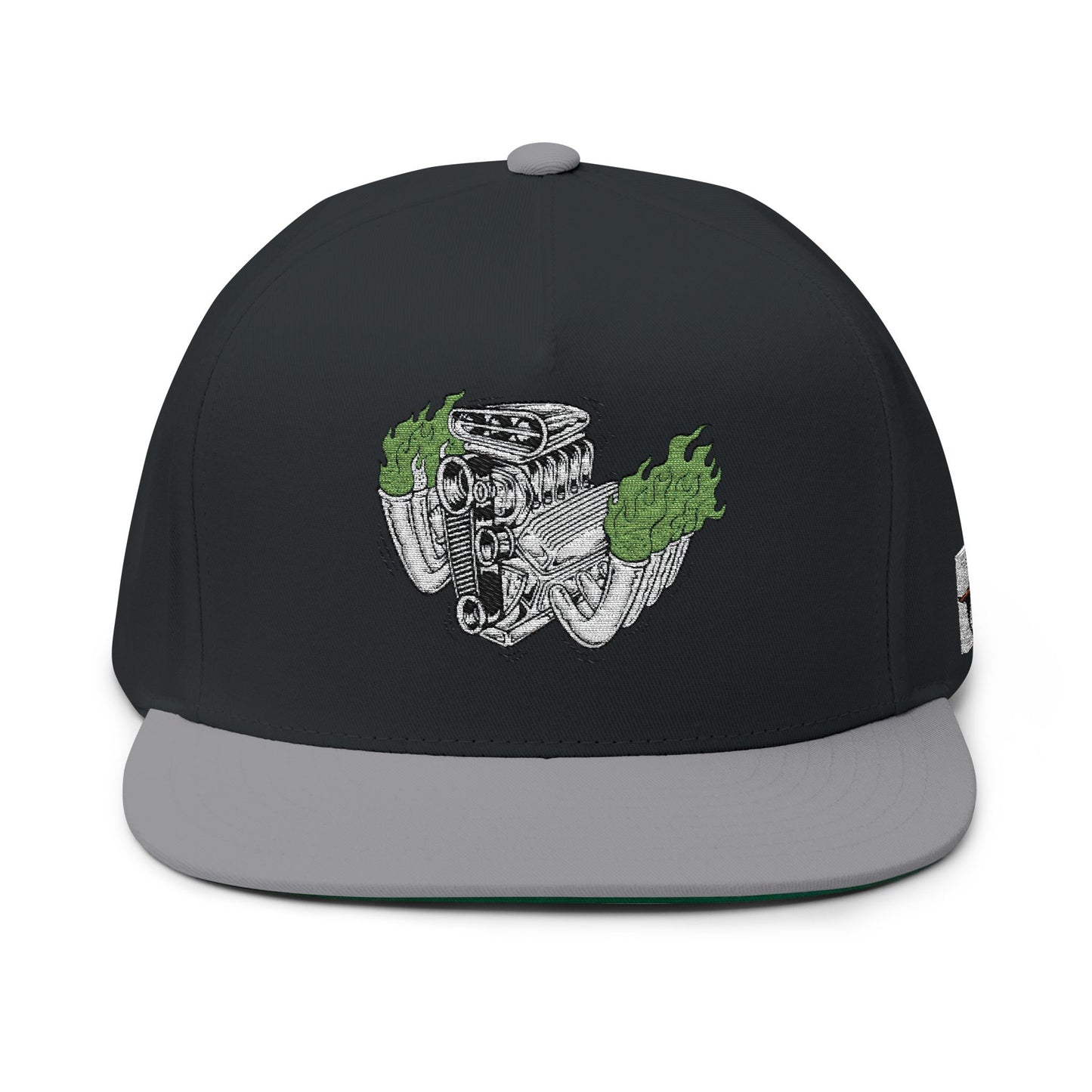 Fink Flames Embroidered Flat Bill Cap, Roth Style Motor, Snapback, Streetwear