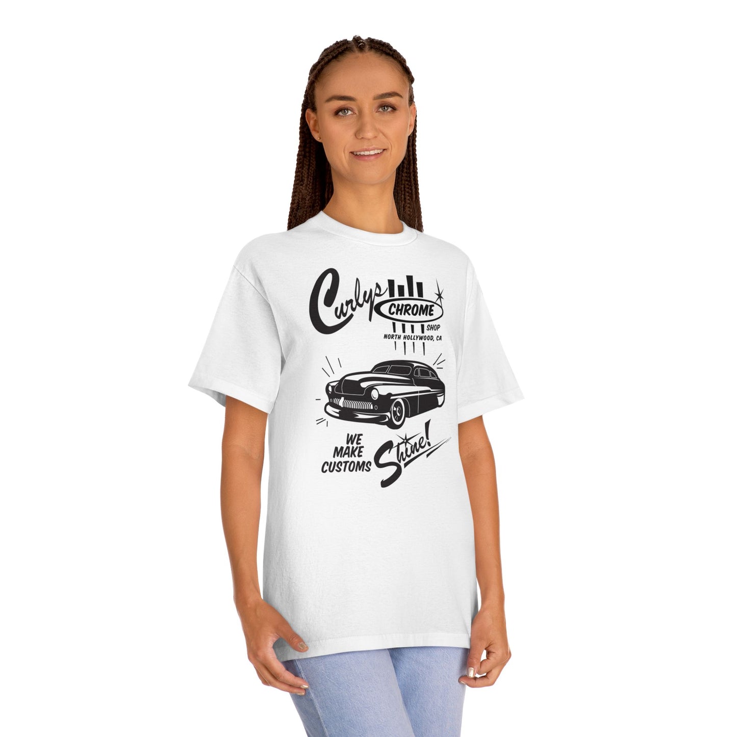 Curlys Chrome Shop Vintage bonspeed t-shirt, Chopped Mercury, Hot Rod, Kustom Style