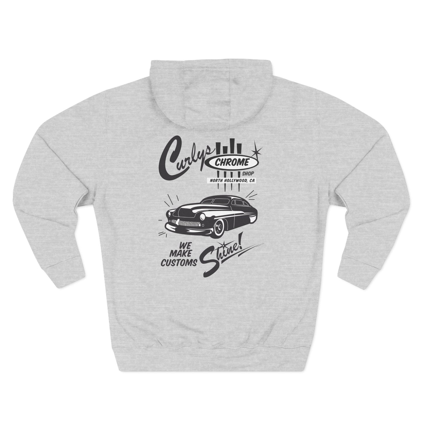 Curly's Chrome Shop Fleece Hoodie, Hot Rod Kustom, Vintage Style bonspeed