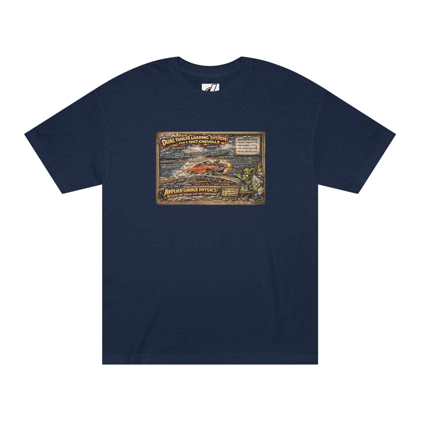 Dual Car Trailer Loading Method T-Shirt, Funny Rat Fink Style 67 Chevelle Shirt