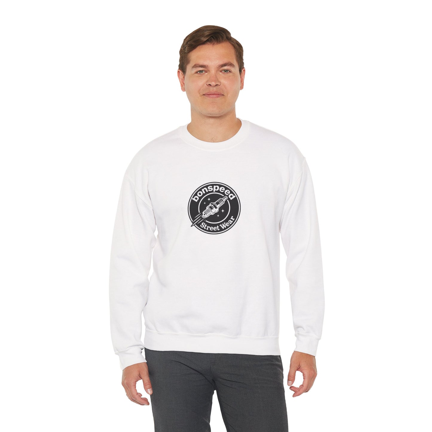 bonspeed Street Wear California Logo Crewneck Sweatshirt, The classic Old School Logo Design and Flying Spark Plug
