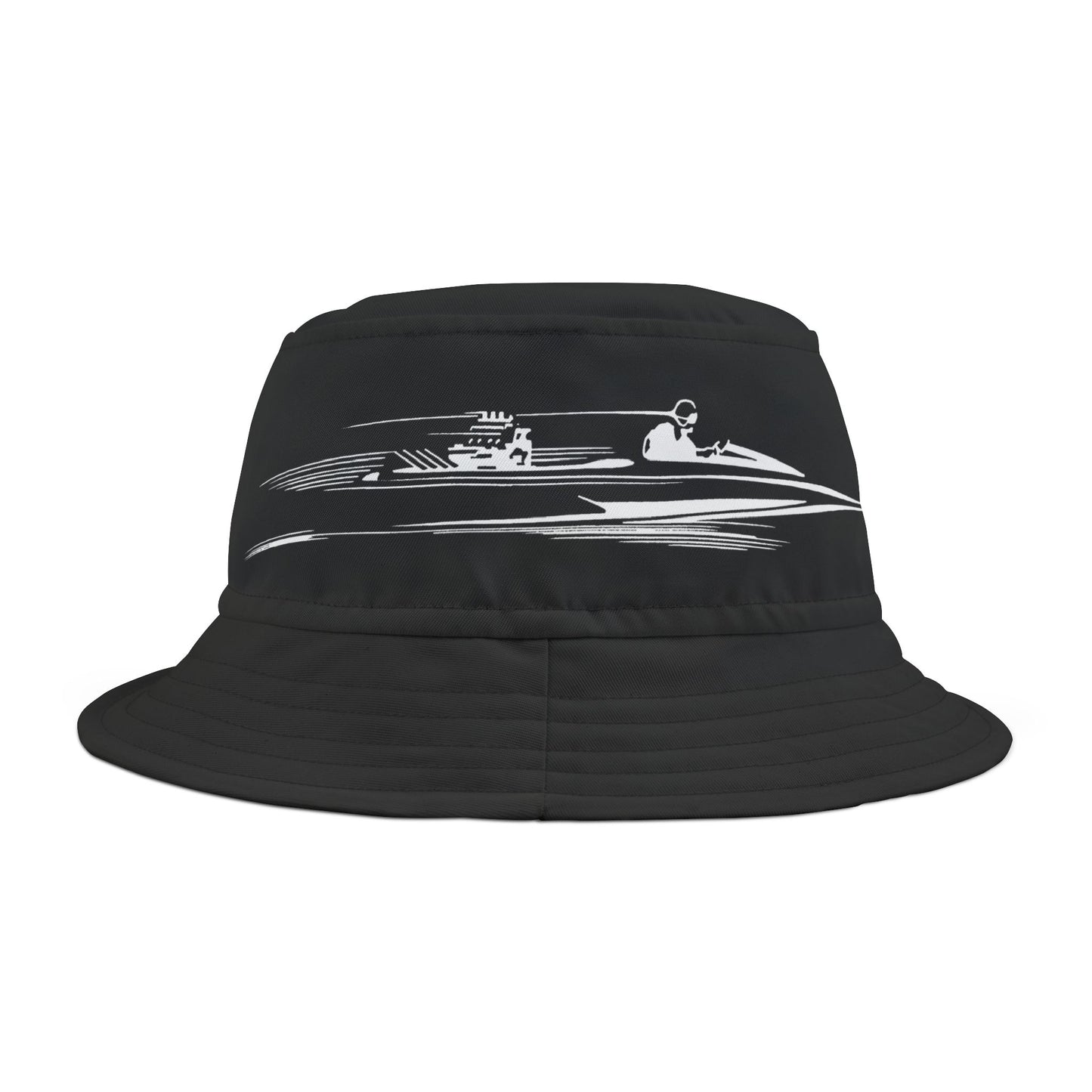 bonspeed Sea icon Bucket Hat, Underside Brim Print, Flat Bottom Drag Boat Racer