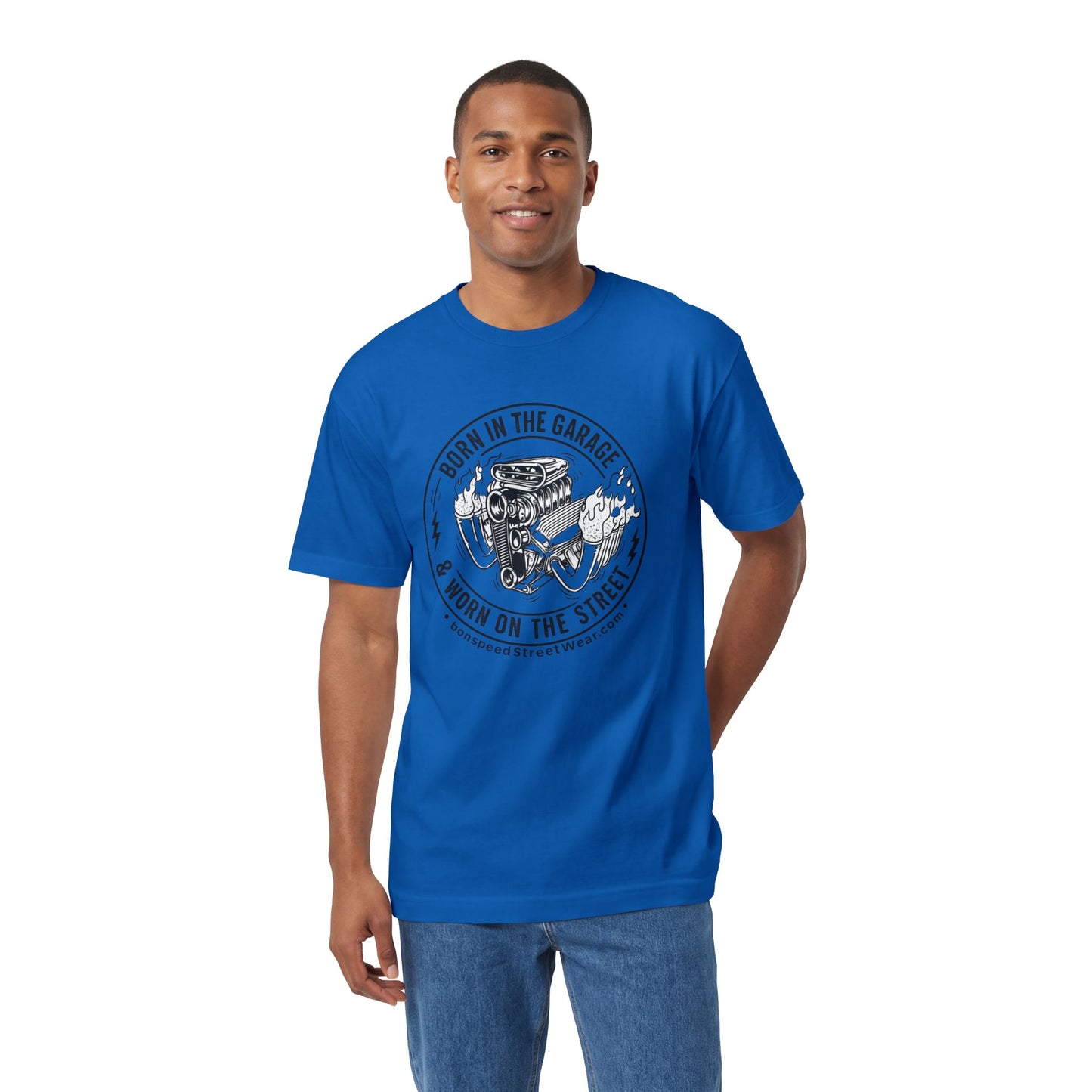 Born in the Garage, Worn on the Street Vintage Car Graphic T-Shirt Flames Tee