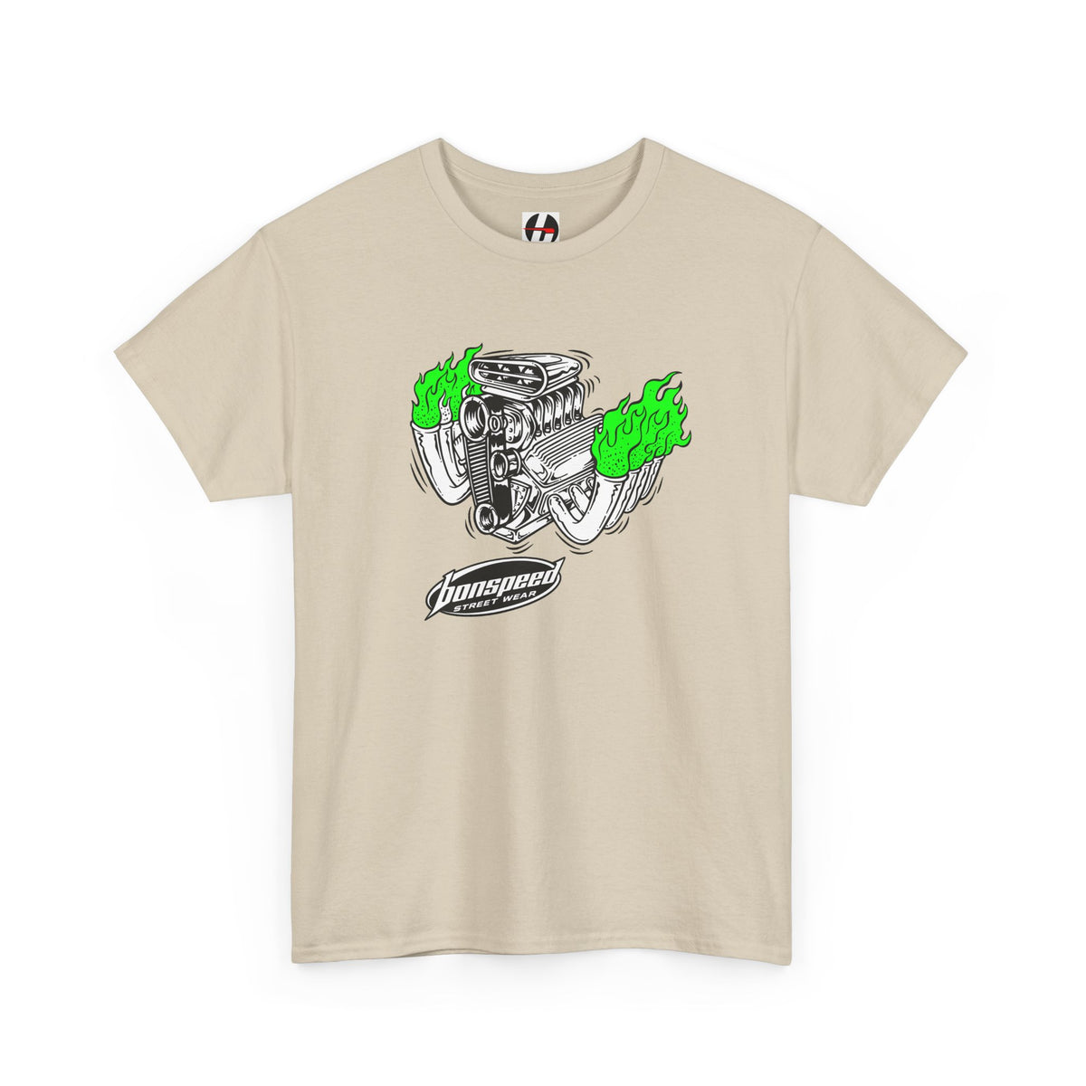 Fink Flame Logo Tee — Green Flame Hotrod Graphic T-Shirt