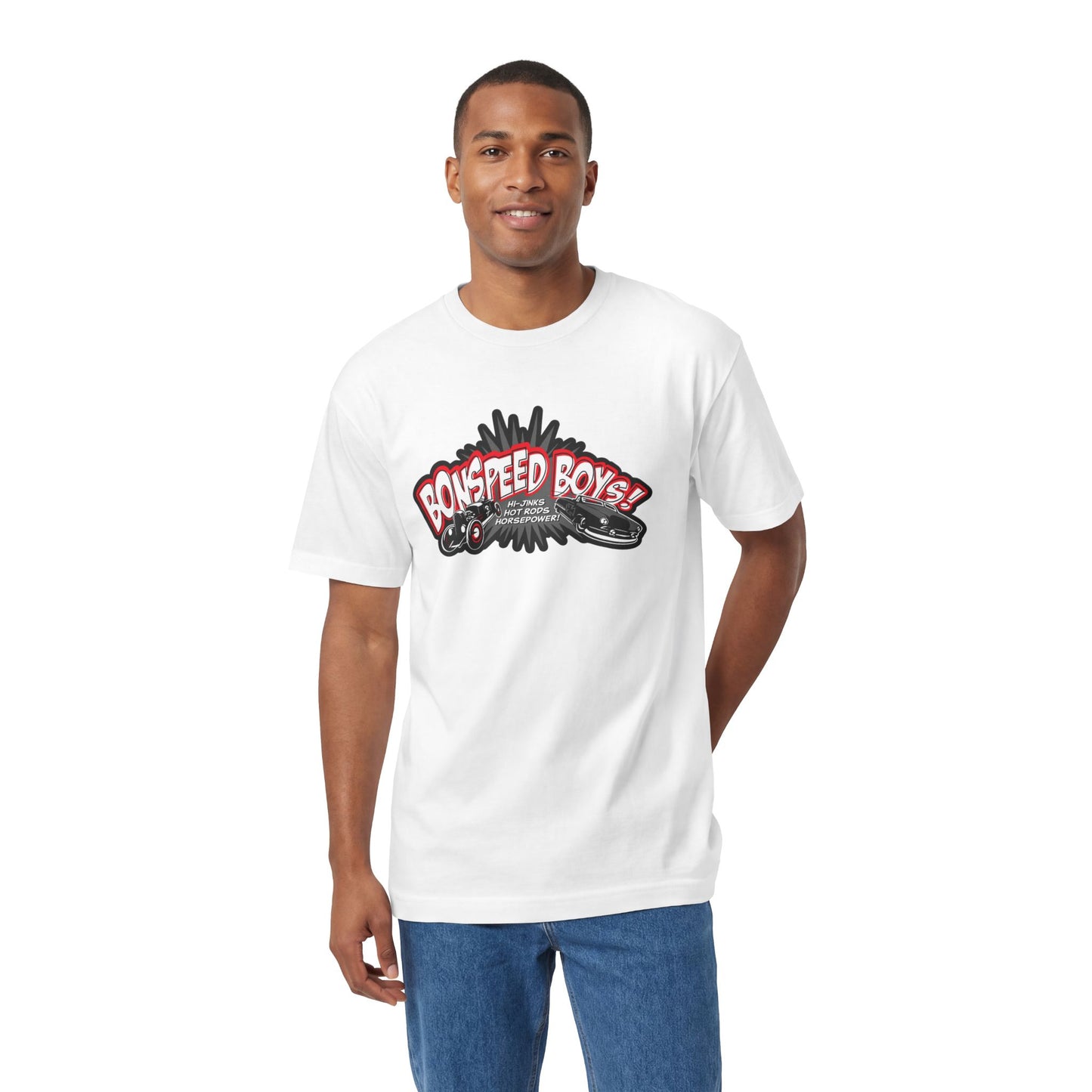 bonspeed Boys Graphic Tee – Retro Racing Car Logo T‑Shirt