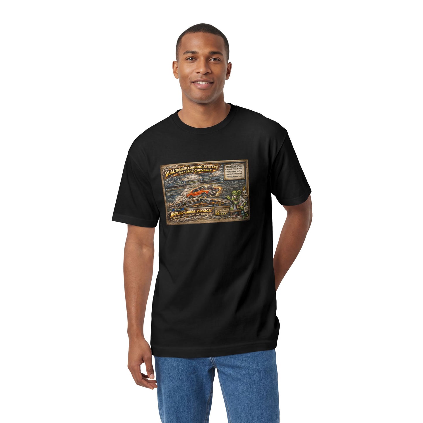 Dual Car Trailer Loading Method T-Shirt, Funny Rat Fink Style 67 Chevelle Shirt