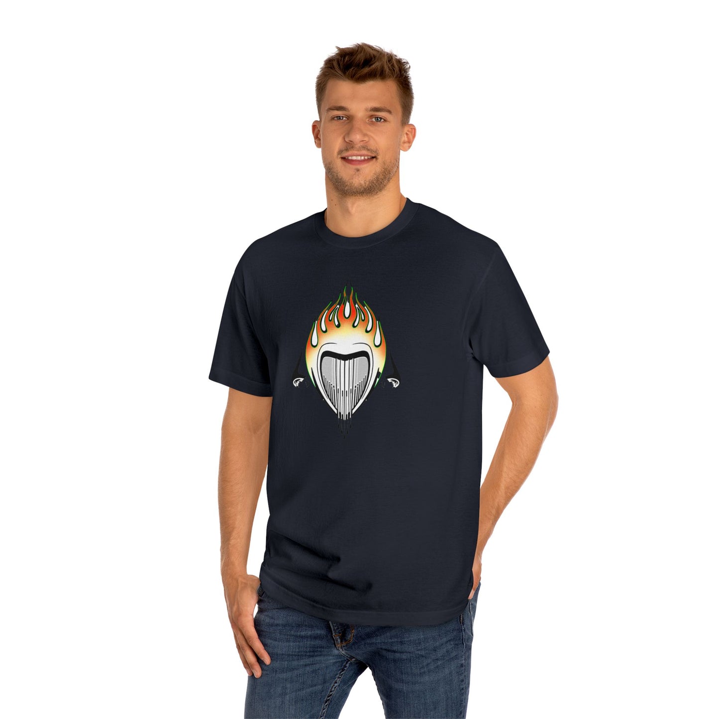 bonspeed Grill on Fire Graphic Tee, Hot Rod Front Flamed T-Shirt, Fire Roadster