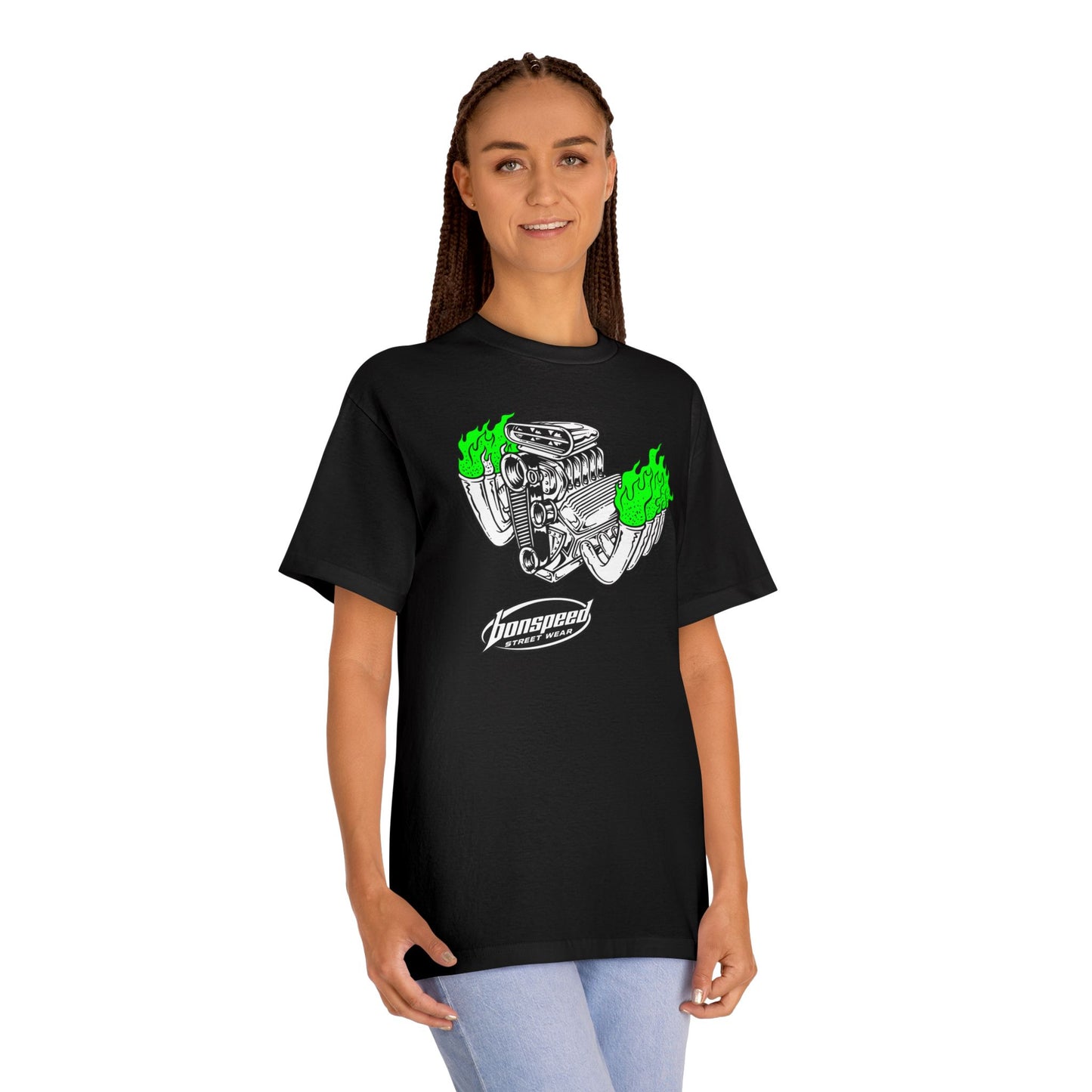 Fink Flame Logo Tee — Green Flame Hotrod Graphic T-Shirt