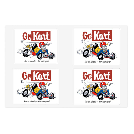 A sticker pack of vintage Go Kart decals