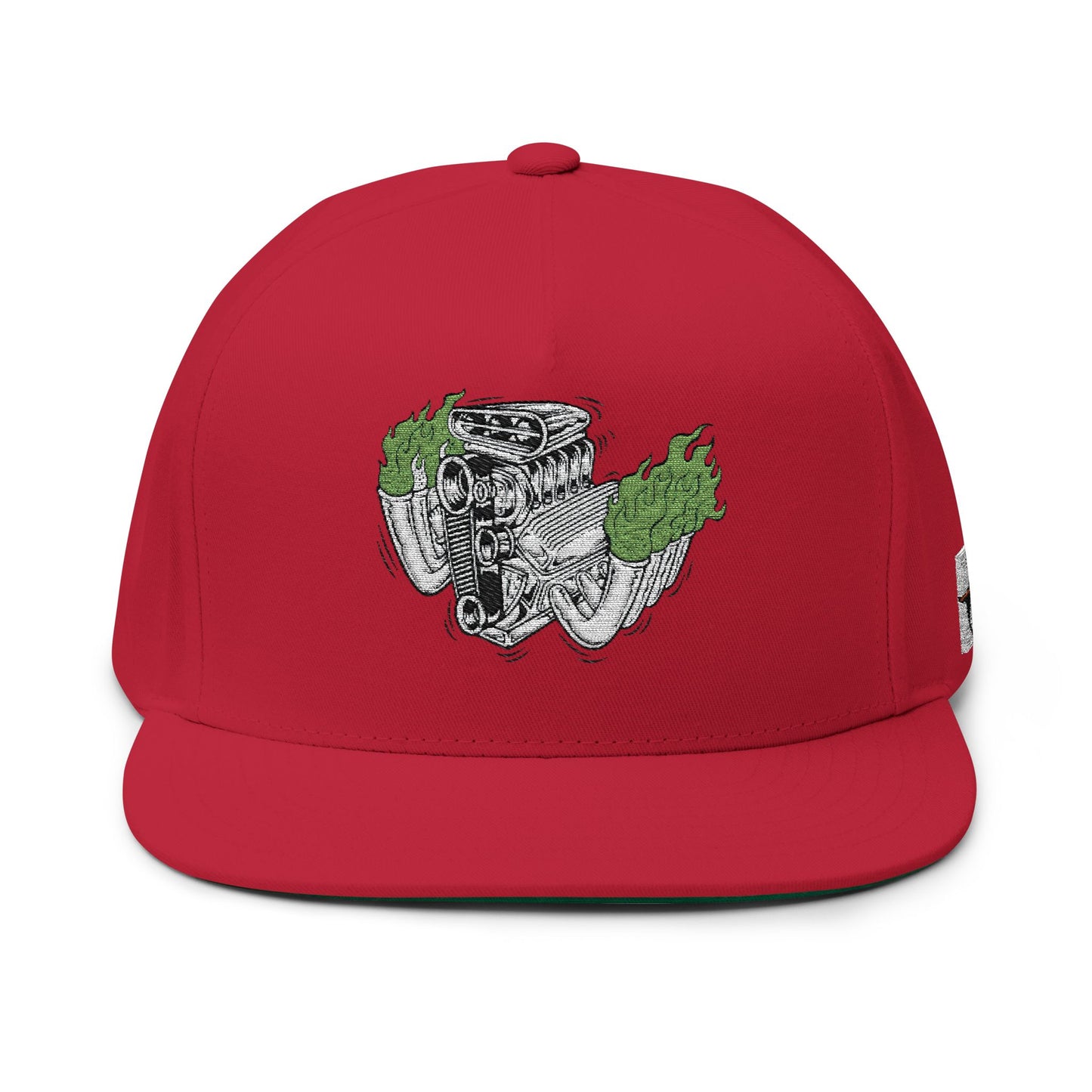 Fink Flames Embroidered Flat Bill Cap, Roth Style Motor, Snapback, Streetwear