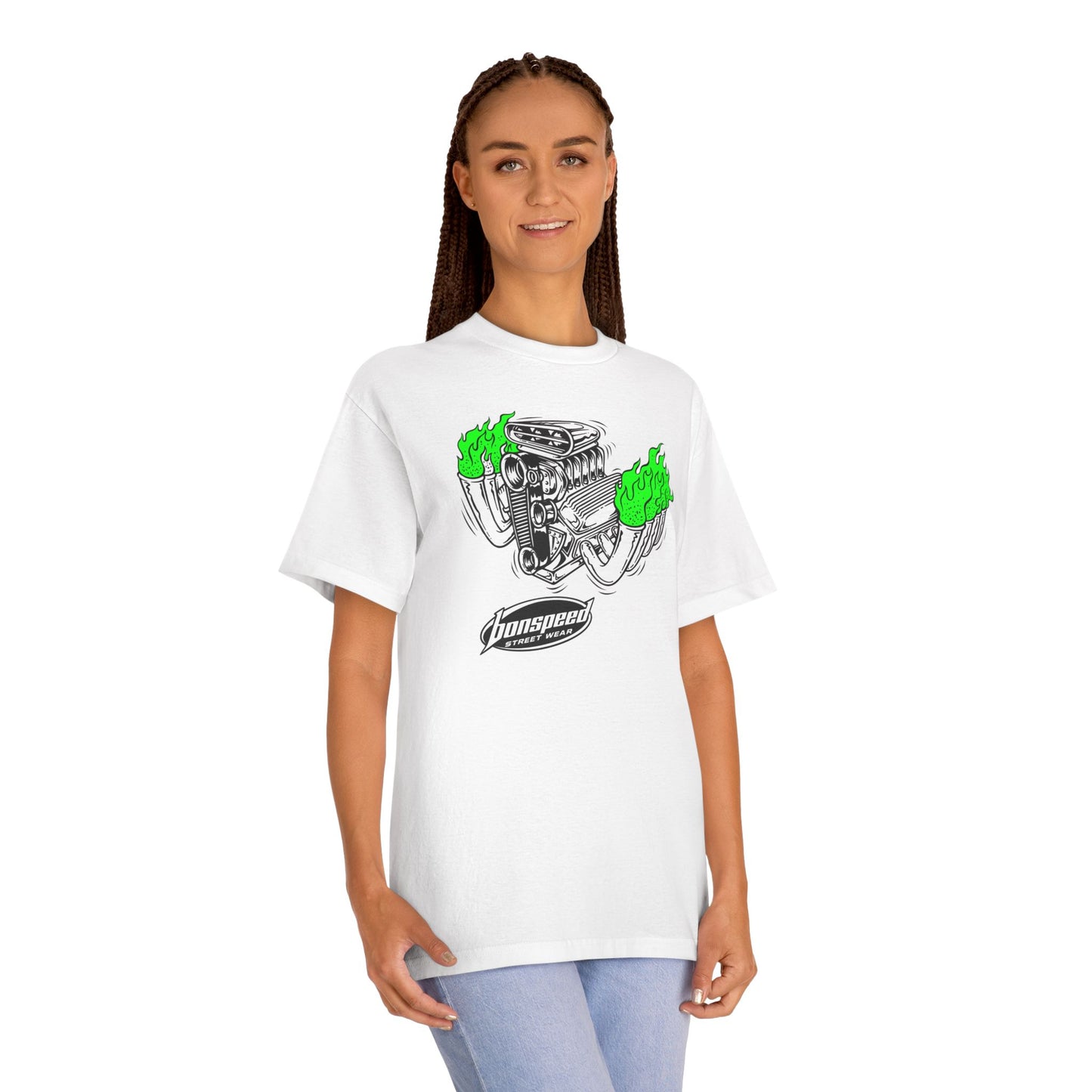 Fink Flame Logo Tee — Green Flame Hotrod Graphic T-Shirt