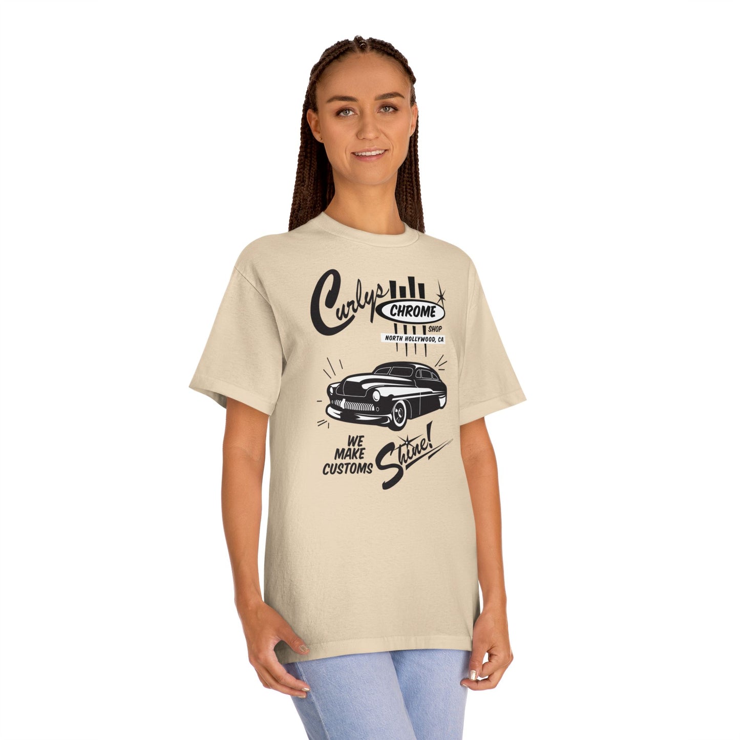Curlys Chrome Shop Vintage bonspeed t-shirt, Chopped Mercury, Hot Rod, Kustom Style