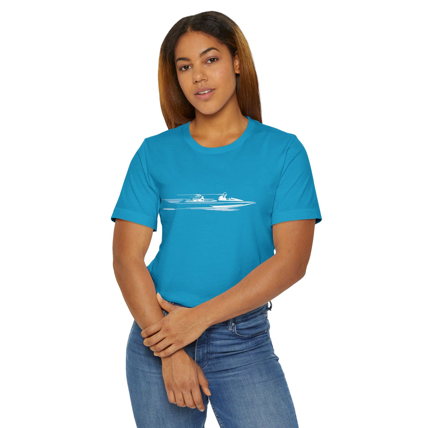 Water ICON Women's T-Shirt with Minimalist Boat Design, Perfect for Casual Outings, Gifts, or Adventures, bonspeed Street Wear