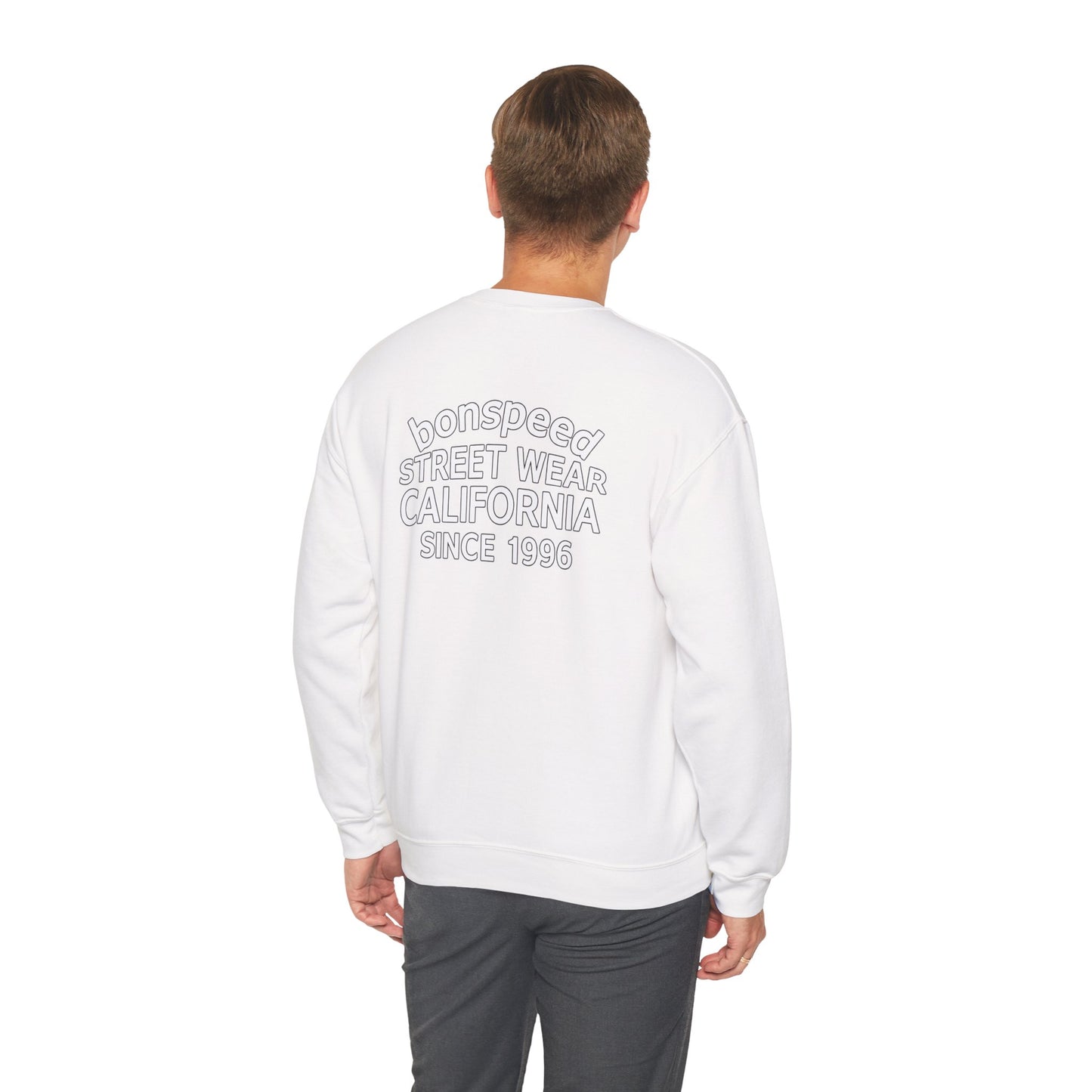 bonspeed Street Wear California Logo Crewneck Sweatshirt, The classic Old School Logo Design and Flying Spark Plug