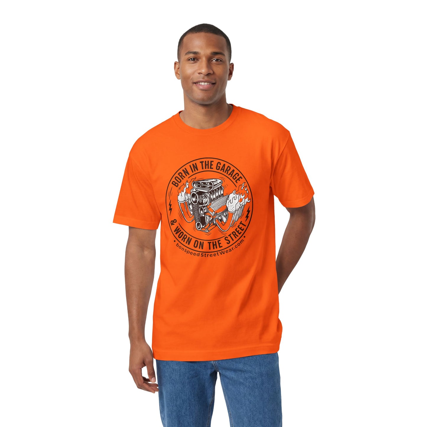 Born in the Garage, Worn on the Street Vintage Car Graphic T-Shirt Flames Tee